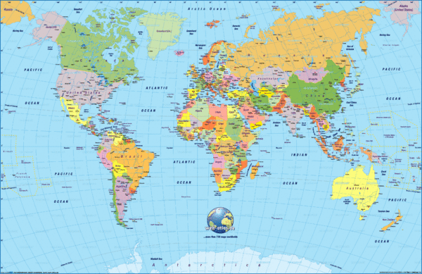 World Map Countries And Cities. the map. printable