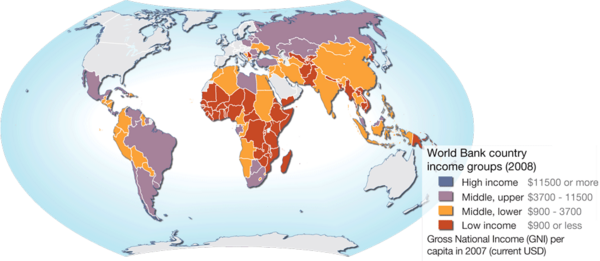 World map of World Bank country income groups