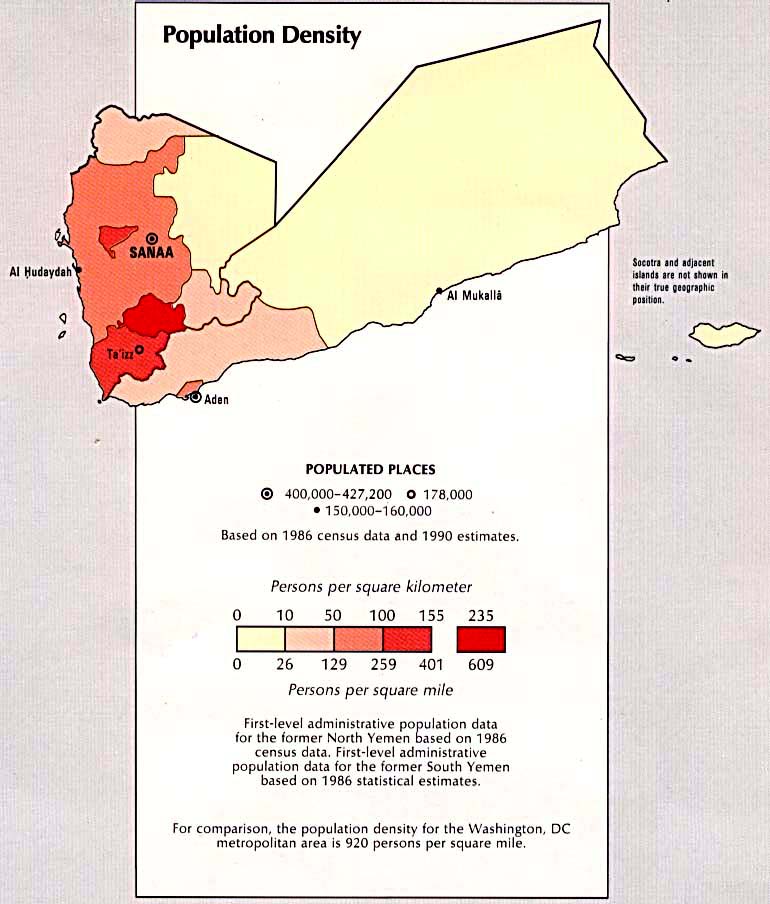 Yemen Population Density Map See map details From www.lib.utexas.edu Created 